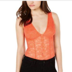 Guess Women's Top Orange  Luma Lace Bodysuit